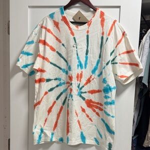 Nike Men's Short Sleeve loose fit Tie-Dye Tee - Orange, Blue, Cream